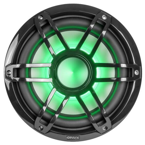 Left. NVX - 10" V-Series Single 4-ohm Marine Subwoofer with LED Lighting - Black.