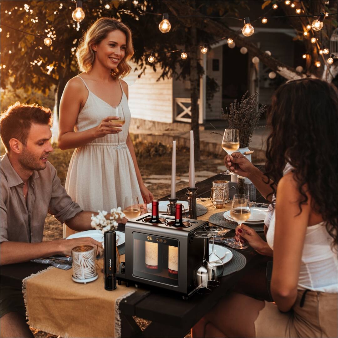 Alt View 9. Ca'Lefort - 3-in-1 Wine Chiller Set,2-Bottle Electric Cellar, Auto Opener & Crystal Glasses,Christmas Gift Set - black.