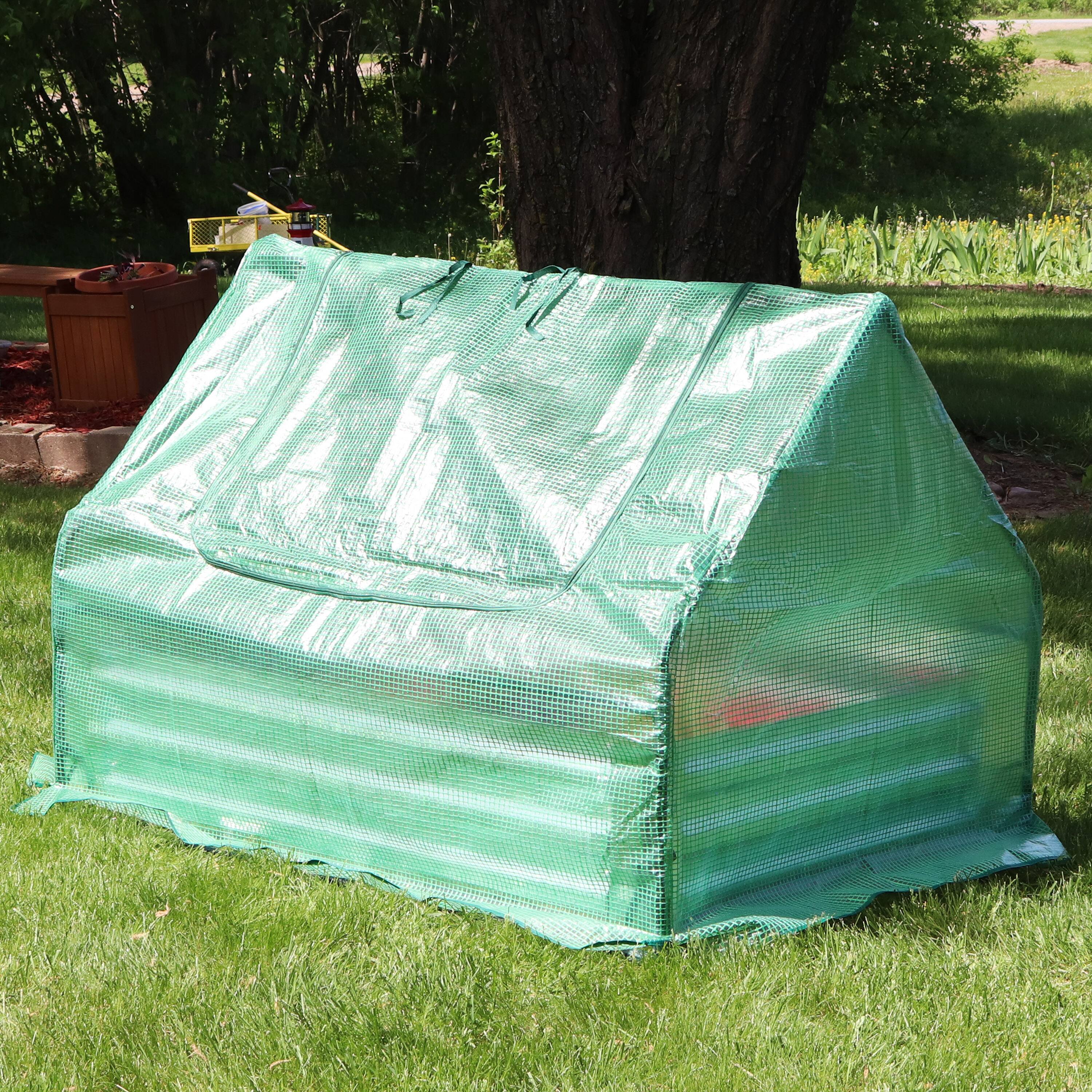 Alt View 4. Sunnydaze - Galvanized Steel Raised Bed with Greenhouse - 4 ft x 3 ft - Green.
