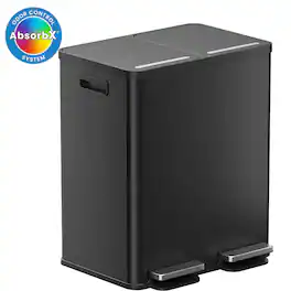 iTouchless - 16 Gallon Kitchen Dual Trash & Recycling Bin with AbsorbX Odor Filters - Black