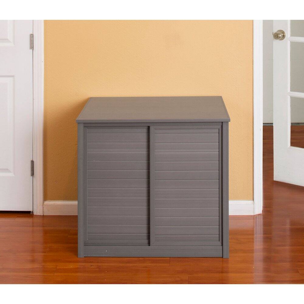 Angle. New Age Pet - New Age Pet ECOFLEX 30" Versa Multi-Purpose Cabinet Stand - Grey - Grey.