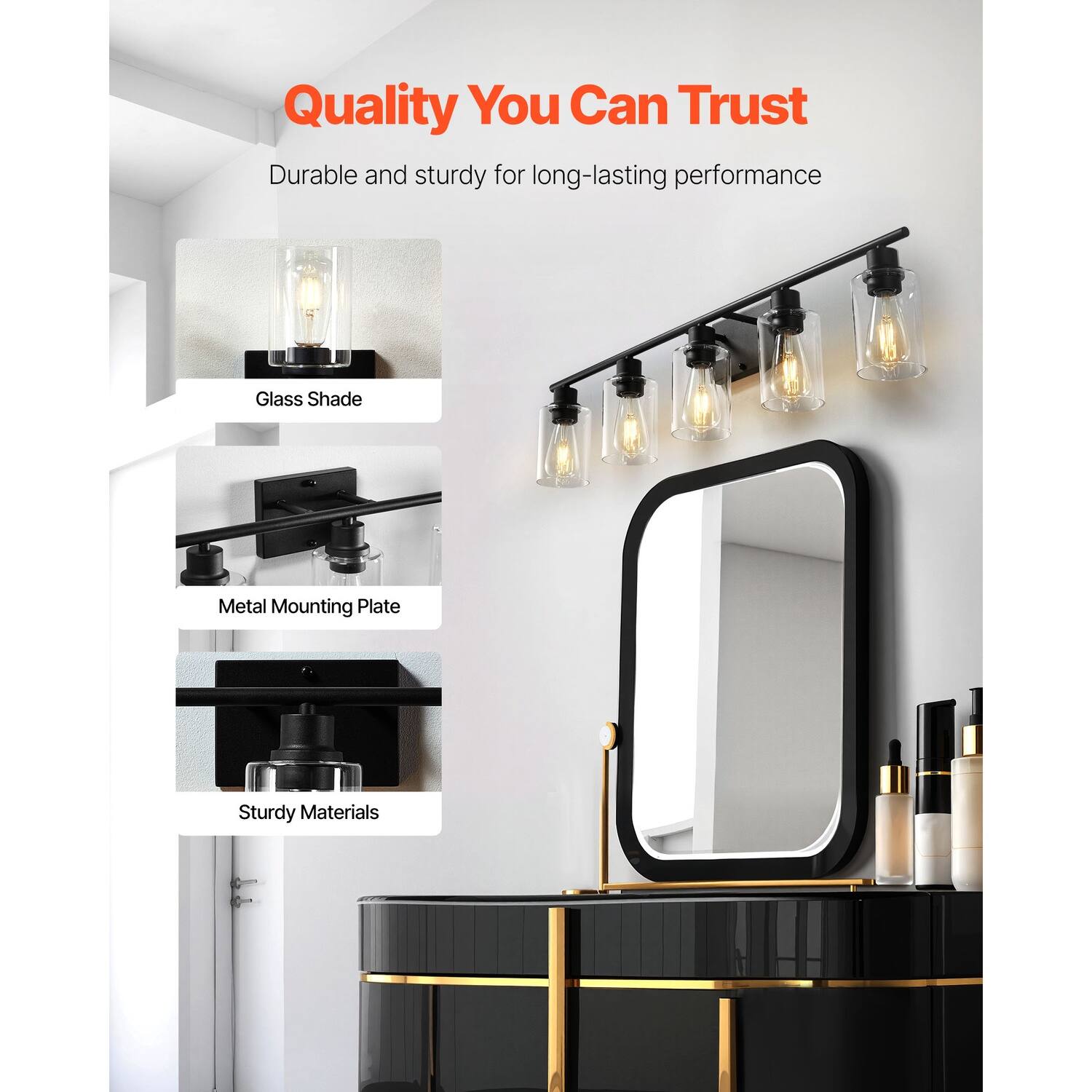 Quality You Can Trust  
Durable and sturdy for long-lasting performance  
- Glass Shade  
- Metal Mounting Plate  
- Sturdy Materials