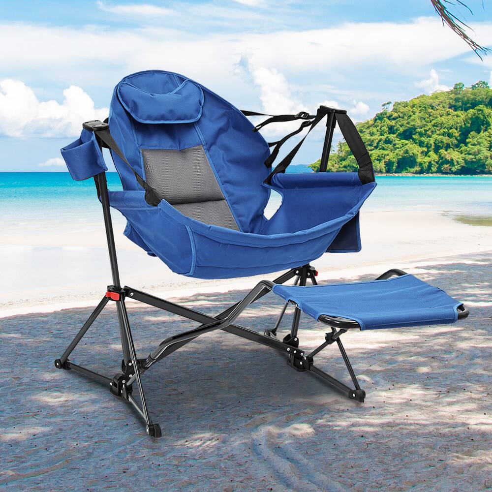Left. Ainfox - Ainfox Hammock Camping Chair with Footrest - Light Blue.