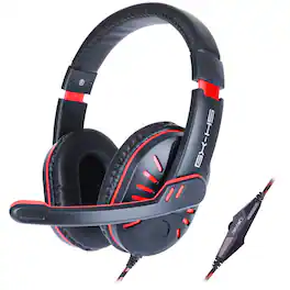 ENHANCE - Gaming Headset with Rotating Microphone - Soft Adjustable Headband - Red