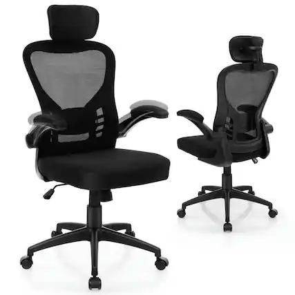Front. Pefilos - Ergonomic Mesh Office Chair with Adjustable Height for Home Office-Black, - Black.