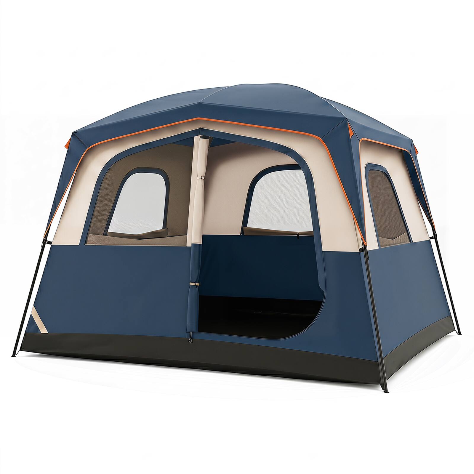 Alt View 9. Gymax - Gymax 6-Person Camping Tent w/ Top Rainfly Mesh Windows Large Door Ground Stakes Blue - Blue.