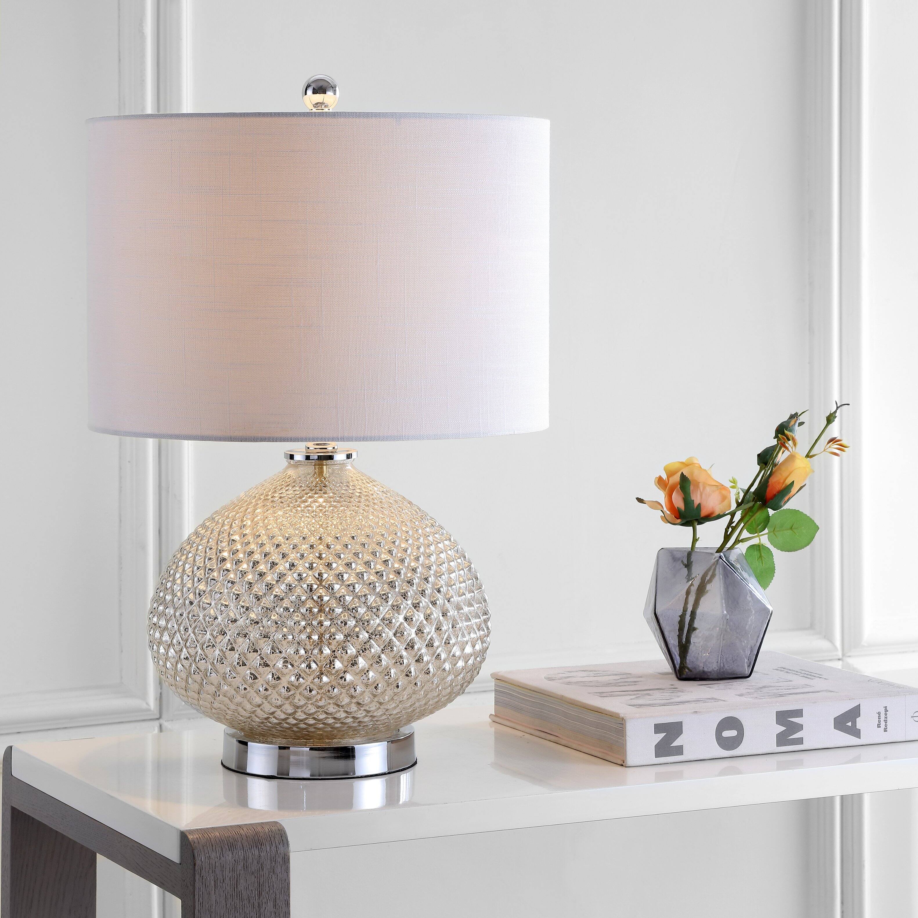 Alt View 1. Jonathan Y - Ames 22.5" LED Glass Table Lamp, Mercury Silver - Mercury Silver.