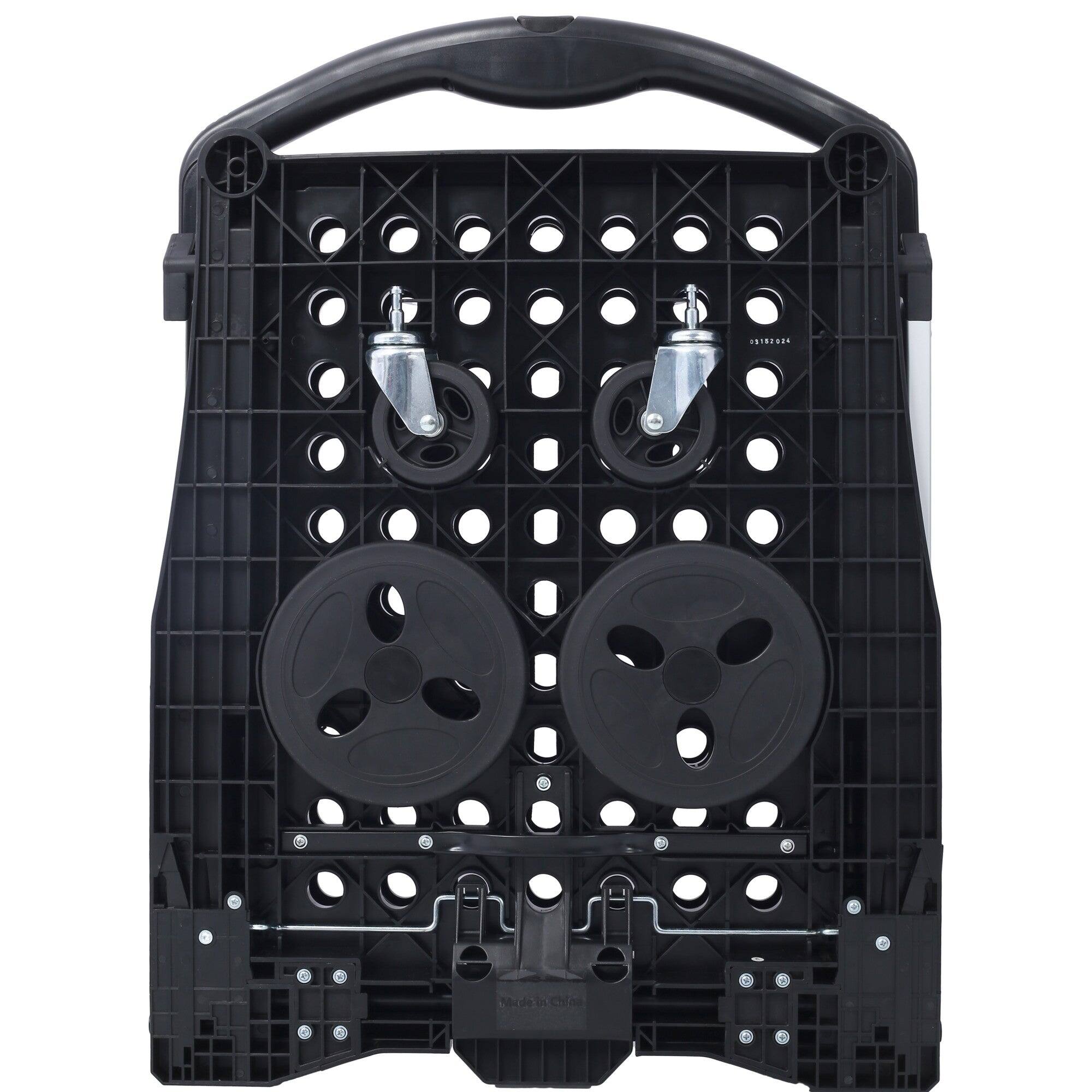 Alt View 2. Boyel Living - 2 Tier Foldable Utility Black Platform Truck 200lb Capacity With Storage Basket - Black.