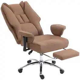 Homcom - Office Chair, High Back Reclining Desk Chair with Adjustable Armrests - Brown