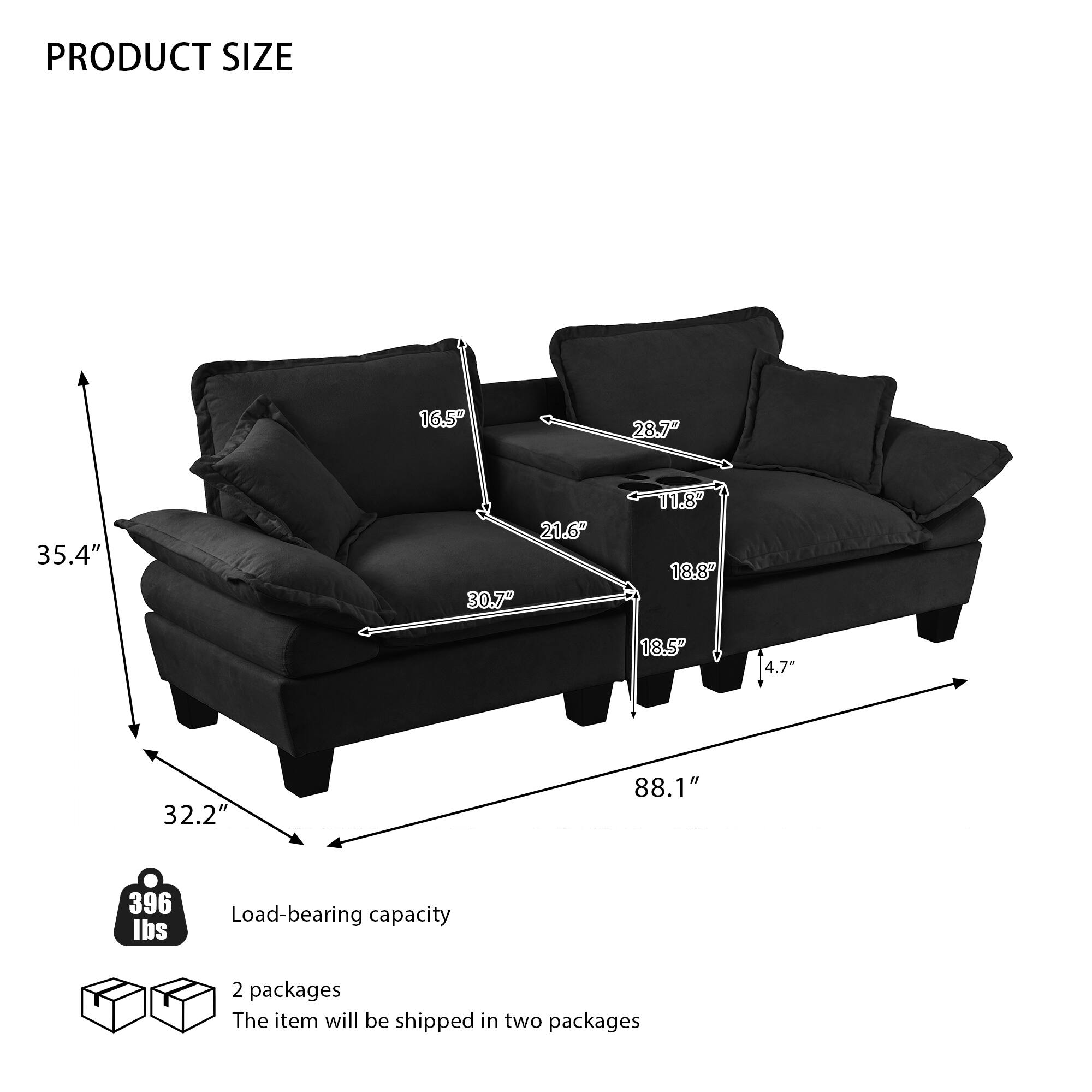 PRODUCT SIZE

- 16.5"
- 28.7"
- 35.4"
- 21.6"
- 30.7"
- 11.8"
- 18.8"
- 18.5"
- 4.7"
- 32.2"
- 88.1"

Load-bearing capacity: 396 lbs

2 packages
The item will be shipped in two packages