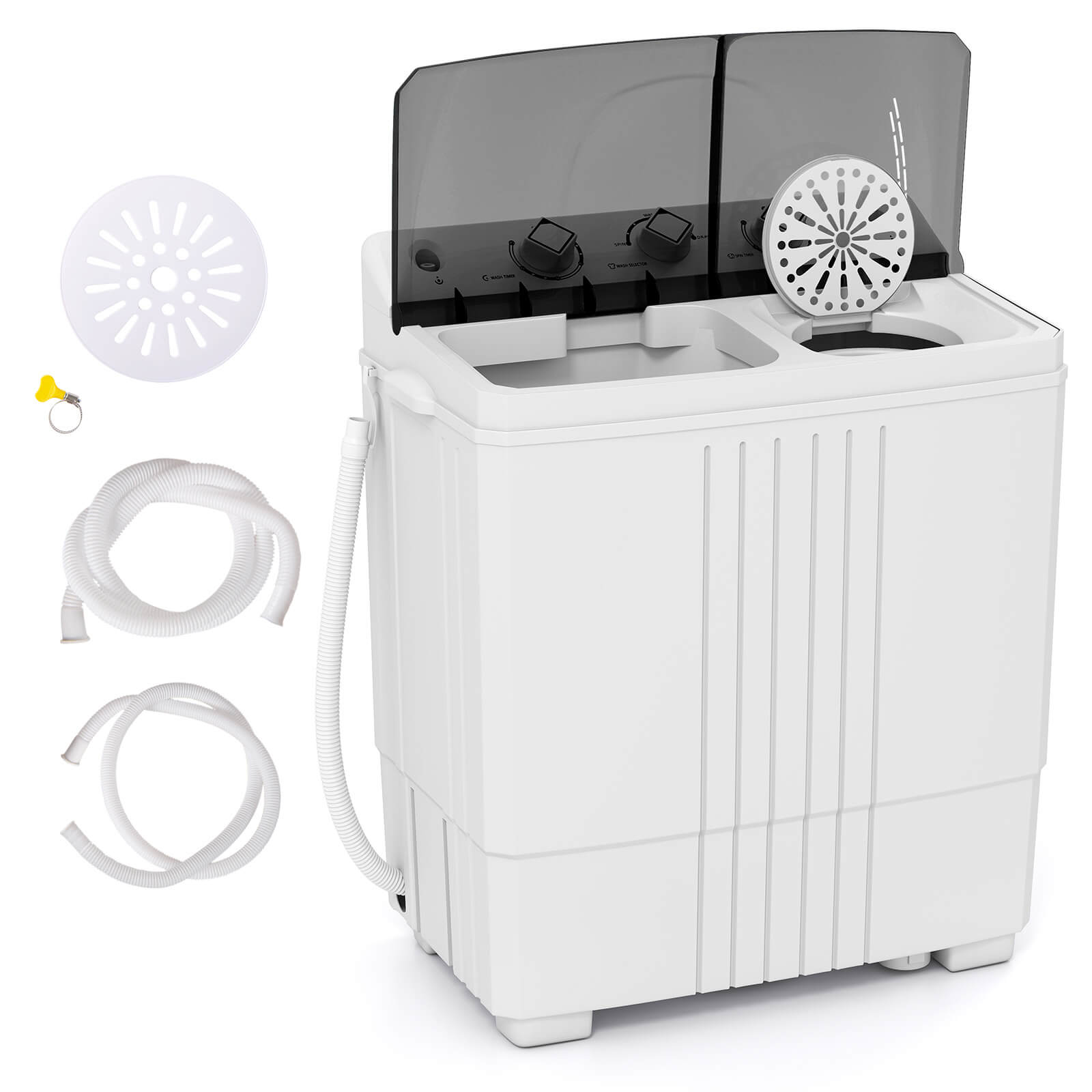 Alt View 10. Costway - Costway 20lbs Compact Mini Portable Twin Tub Washing Machine Washer Spain Spinner - Black.