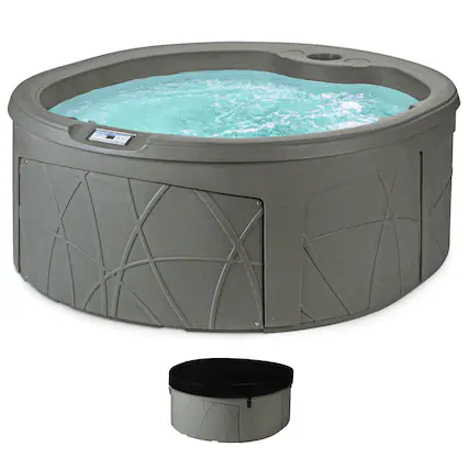 Front. Lifesmart - LifeSmart Key Largo Hot Tub Spa with 110 Volt Plug and Play and LED Light, Taupe - Taupe.