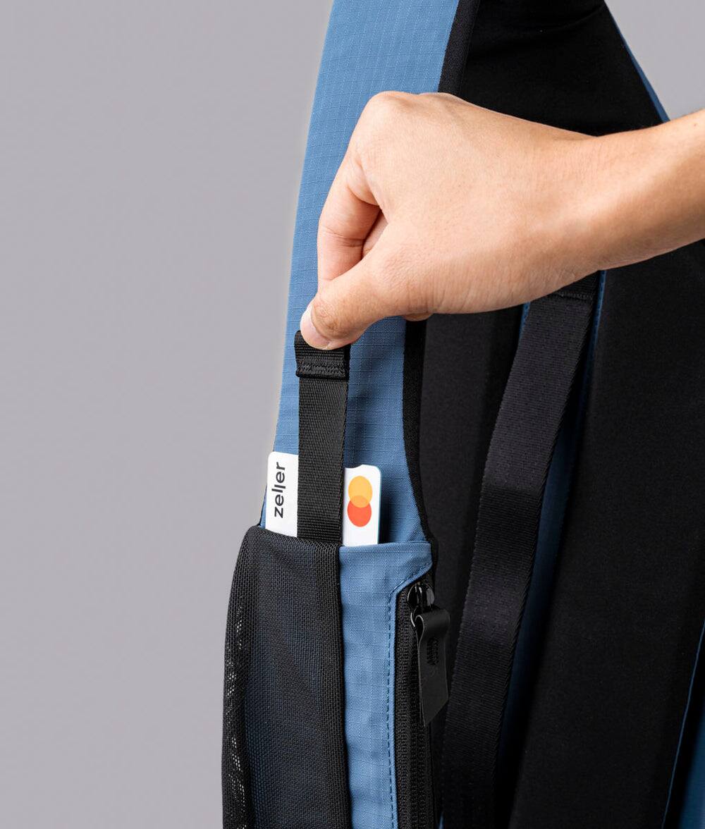Alt View 7. ALPAKA - Crossbody Sling Bag 7.5L (Right Shoulder) for Men, Fits 11" Tablet, Phone Sleeve, Bottle Pocket, Luggage Pass-Through - Blue Axoflux 210D.