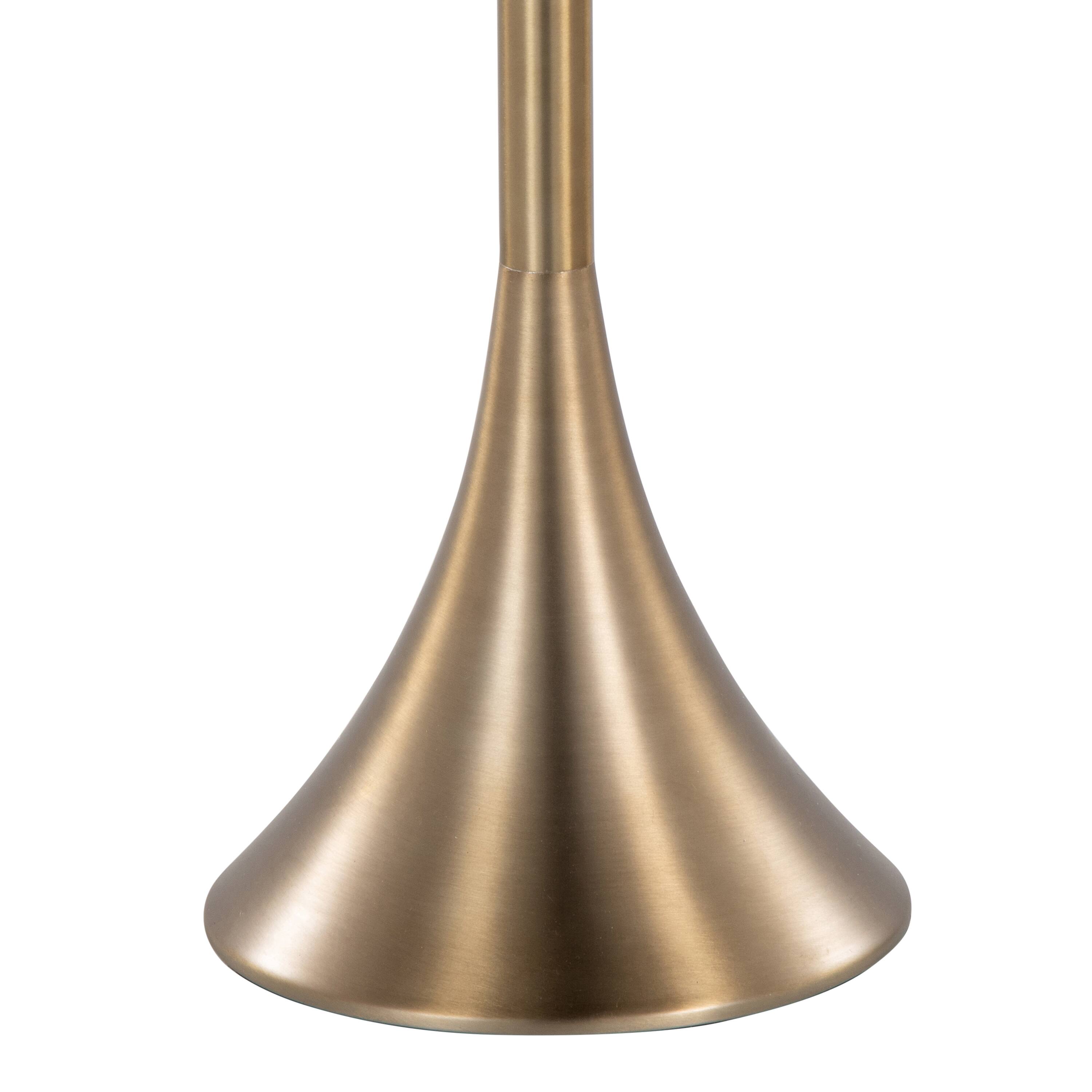 Back. Loheer - Loheer Contemporary Metal Floor Lamp Matte Golden Bronze White Linen Shade Tall Standing Lighting - Bronze.