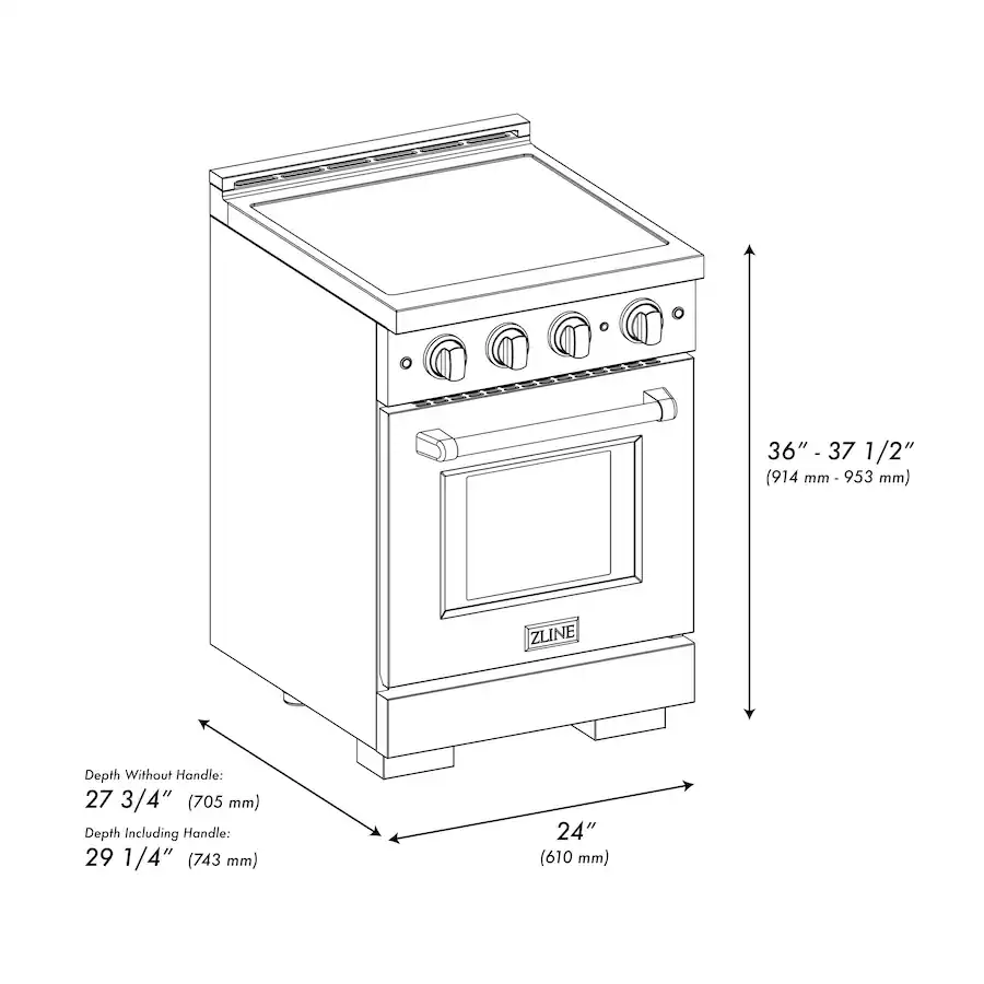 ZLINE 24 in. Wide 3 Elements 3.2 cu. ft. Paramount Freestanding ...