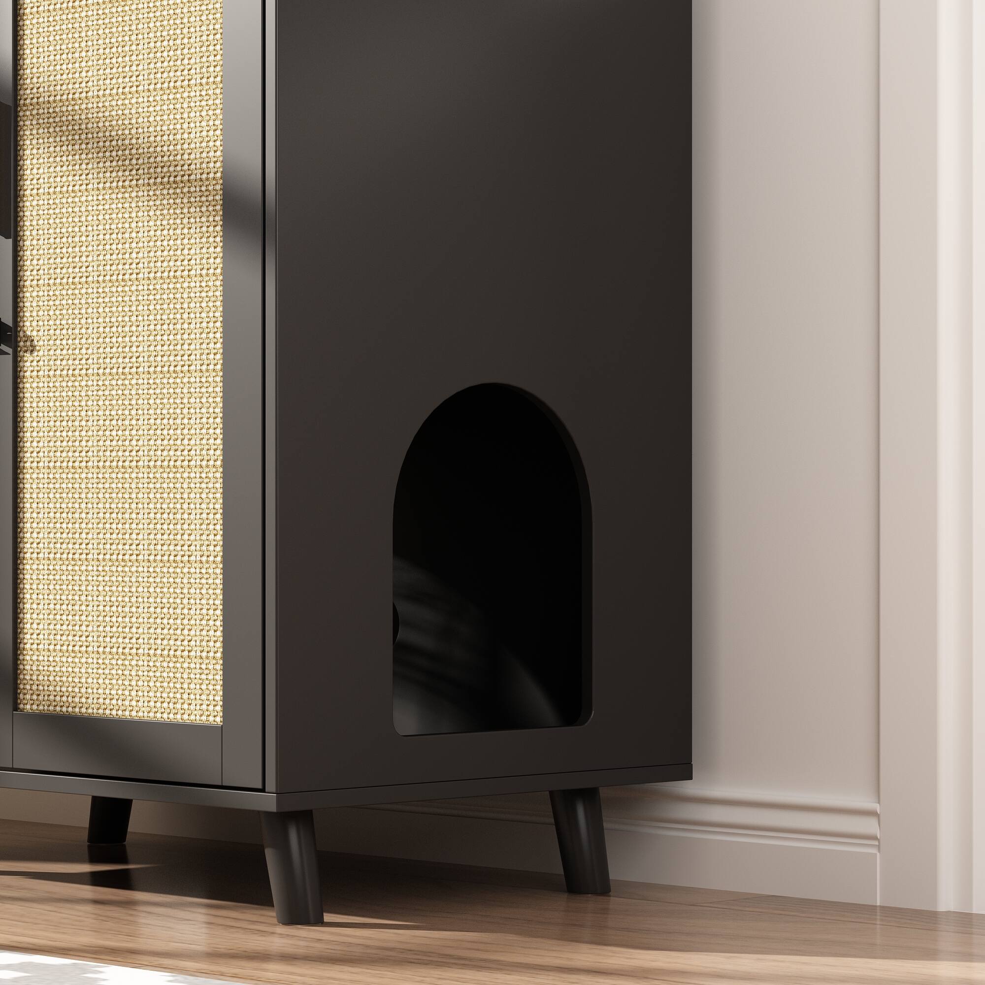 Alt View 8. FUFU & GAGA - Space-Saving Cat Furniture Cabinet – Multi-Level Cat House with Hidden Litter Box & Built-In Scratching Posts.