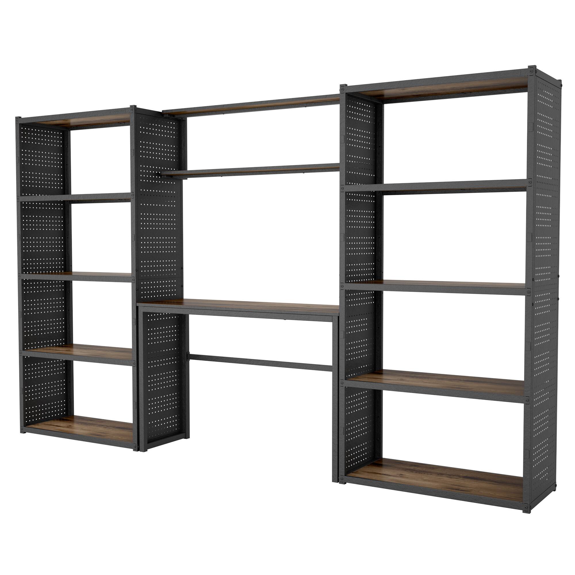 Front. Fleximounts - Heavy-Duty Garage Storage & Workstation System with Side Pegboards, 119.8"W x 71.1"H x 15.7"D - Black.