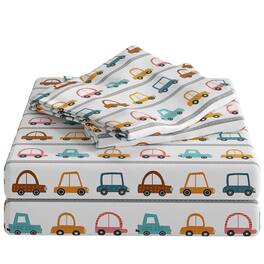 CGK Linens - Kids 4 Piece Bed Sheet Set - Cute & Cozy Wrinkle-Resistant with Vibrant Designs - Queen - Cars
