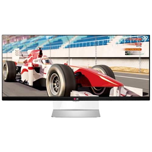 Front. LG - 34" IPS LED HD 21:9 UltraWide Monitor - Black/Silver/Transparent.