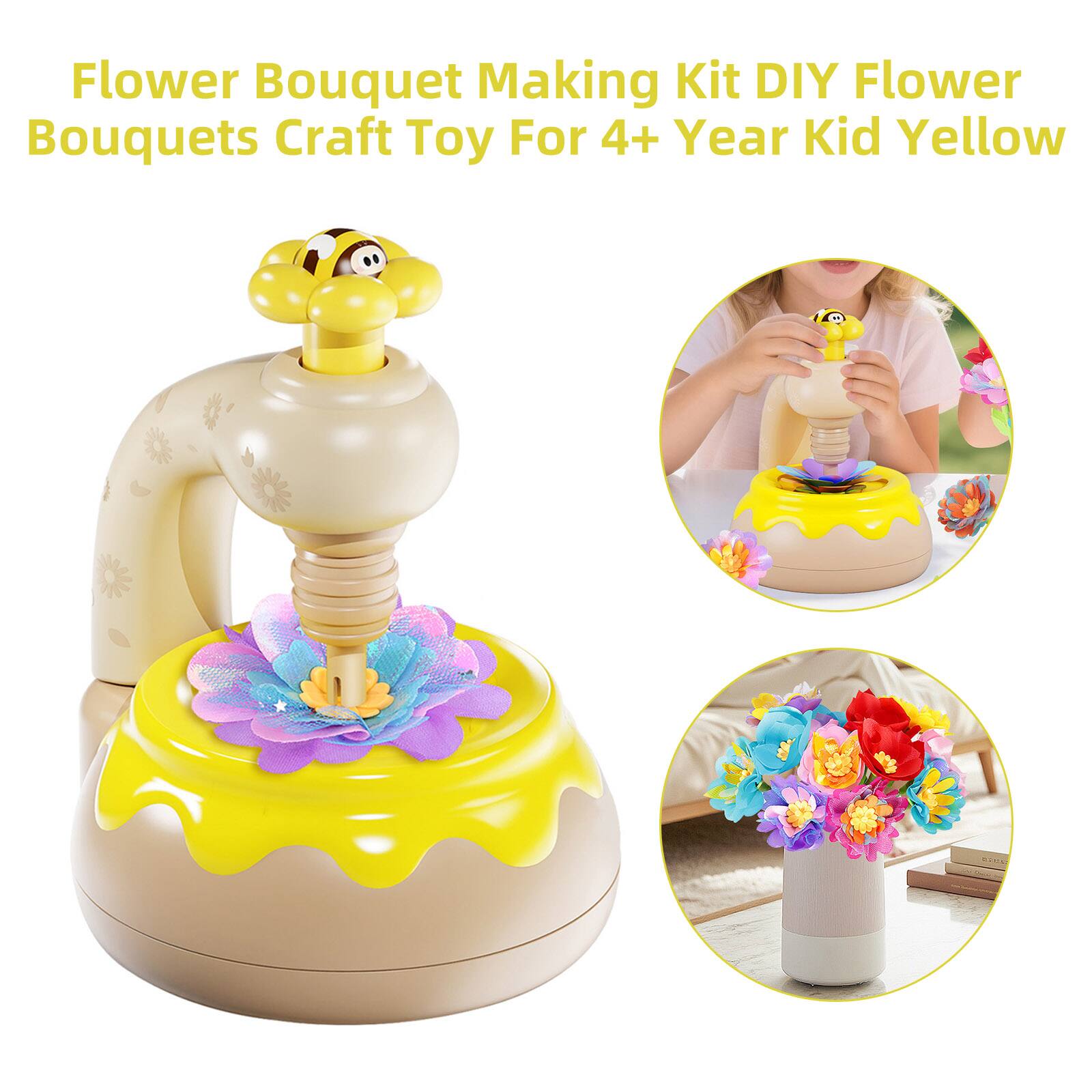 Flower Bouquet Making Kit DIY Flower Bouquets Craft Toy For 4+ Year Kid Yellow