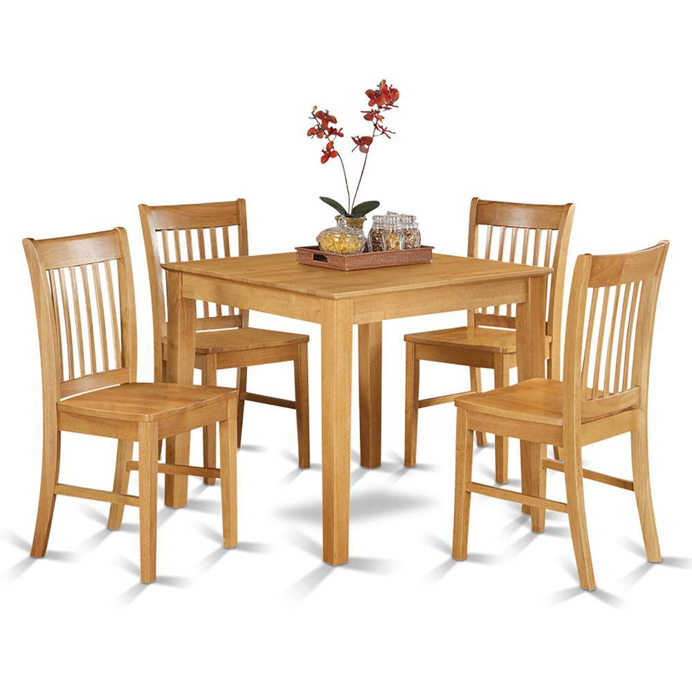 Left. East West Furniture - 5 Pc Kitchen Table - square Table and 4 Kitchen Dining Chairs - Oak.