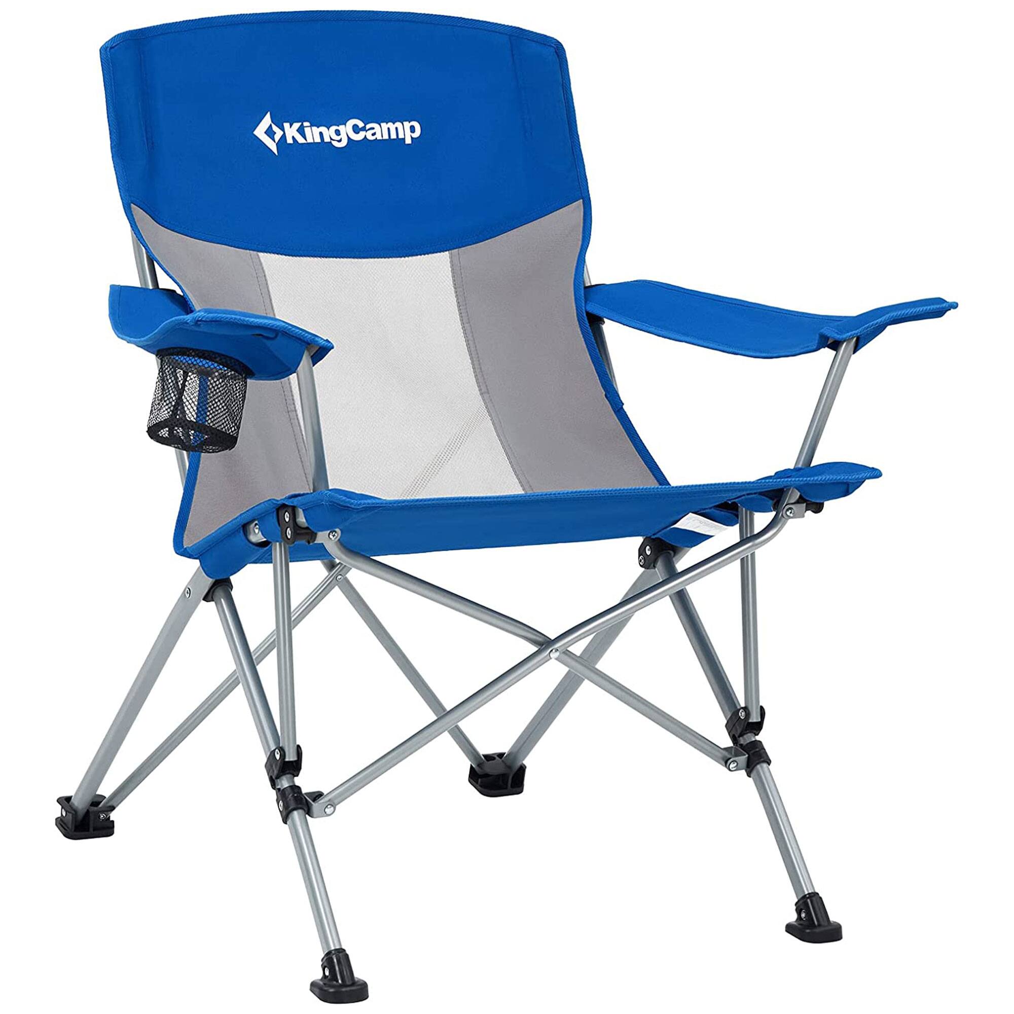 Alt View 2. KingCamp - KingCamp Mesh Oversized Outdoor Camping Lounge Chair with Cupholder, Blue/Grey - Blue/Grey.