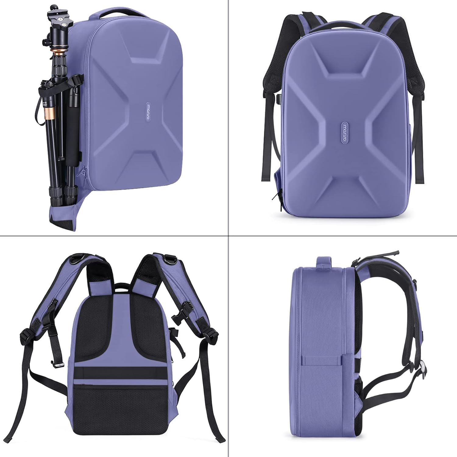 Alt View 1. mosiso - Camera Backpack 15-16 inch Waterproof Hardshell Camera Bag with Tripod Holder&Laptop Compartment - Lavender Gray.