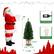 The image features a Santa Claus figure next to a small Christmas tree. The tree is described as being 4 feet tall, and it is accompanied by a pair of gloves. The Santa Claus figure is also shown with a pair of gloves, indicating that the gloves are a part of the Santa Claus costume. The image also includes a UL Certified Adaptor, which is a device used to adapt the tree to a specific electrical system. The Santa Claus figure is positioned on the left side of the image, while the tree and gloves are on the right side.