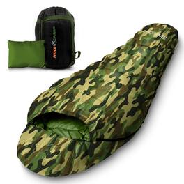 SereneLife - SLSCA5 Backpacking Sleeping Bag, Mummy Design for Adults & Teens, Outdoor Weather-Proof - Camouflage