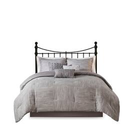 Gracie Mills - Tabatha Modern 7-Piece Printed Seersucker Comforter Set - Gray