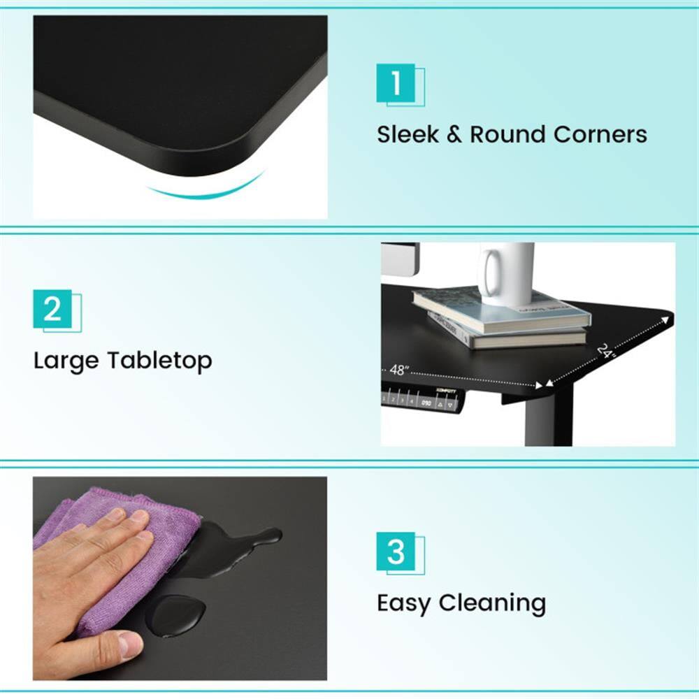 1. Sleek & Round Corners  
2. Large Tabletop 48"  
3. Easy Cleaning
