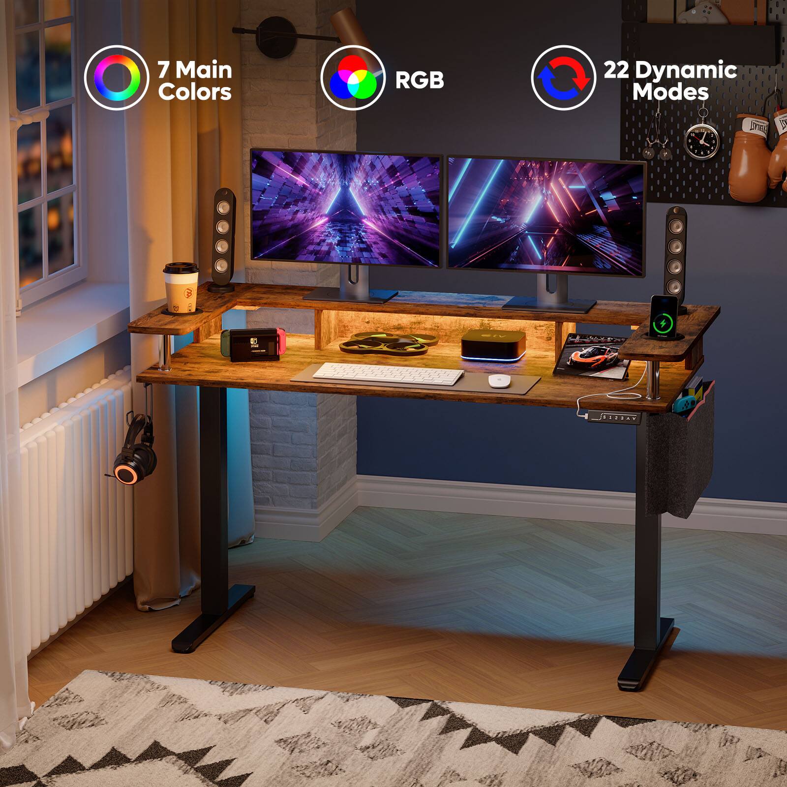 The text on the image reads: "7 Main Colors RGB 22 Dynamic Modes".