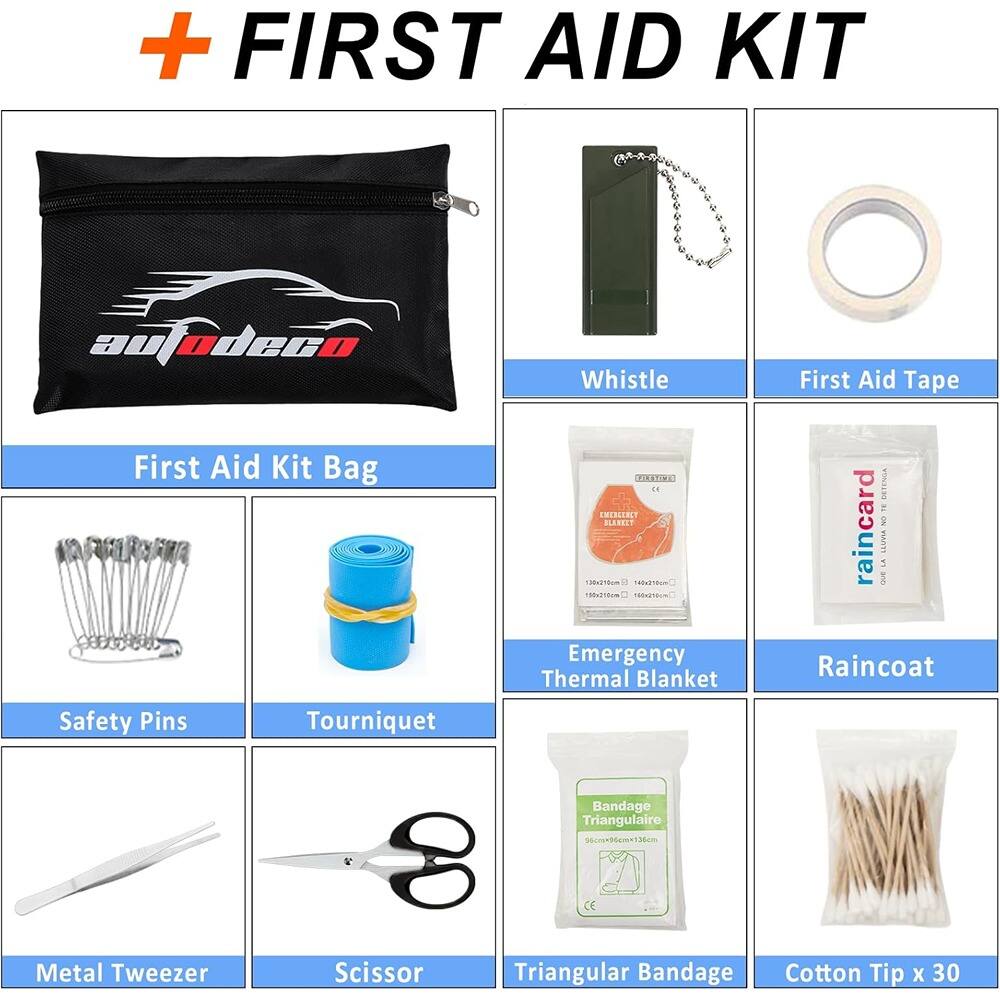 + FIRST AID KIT

- First Aid Kit Bag
- Whistle
- First Aid Tape
- Safety Pins
- Tourniquet
- Emergency Thermal Blanket
- Raincoat
- Metal Tweezer
- Scissor
- Triangular Bandage
- Cotton Tip x 30