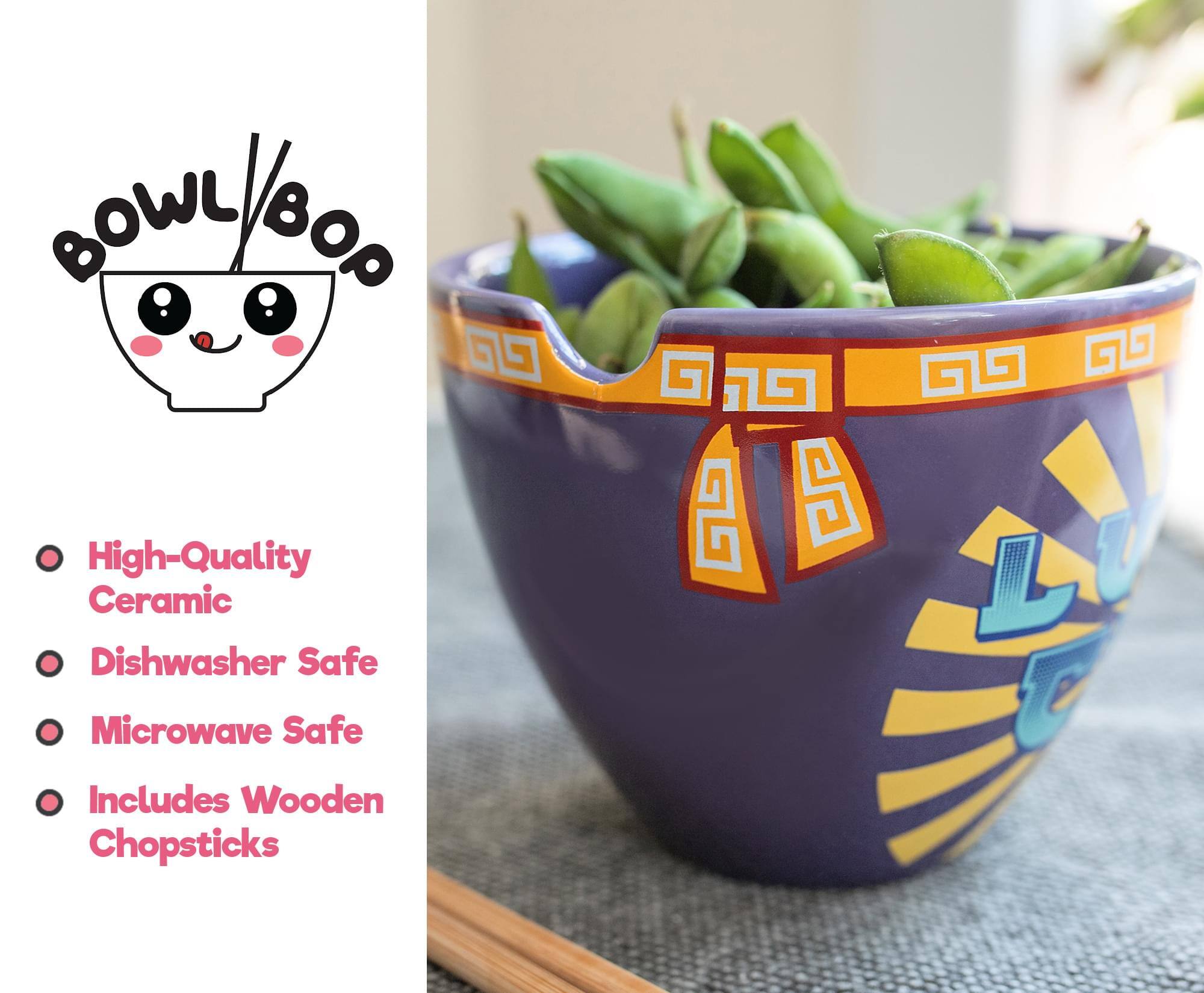 Bowl Bop High-Quality Ceramic Dishwasher Safe Microwave Safe Includes Wooden Chopsticks