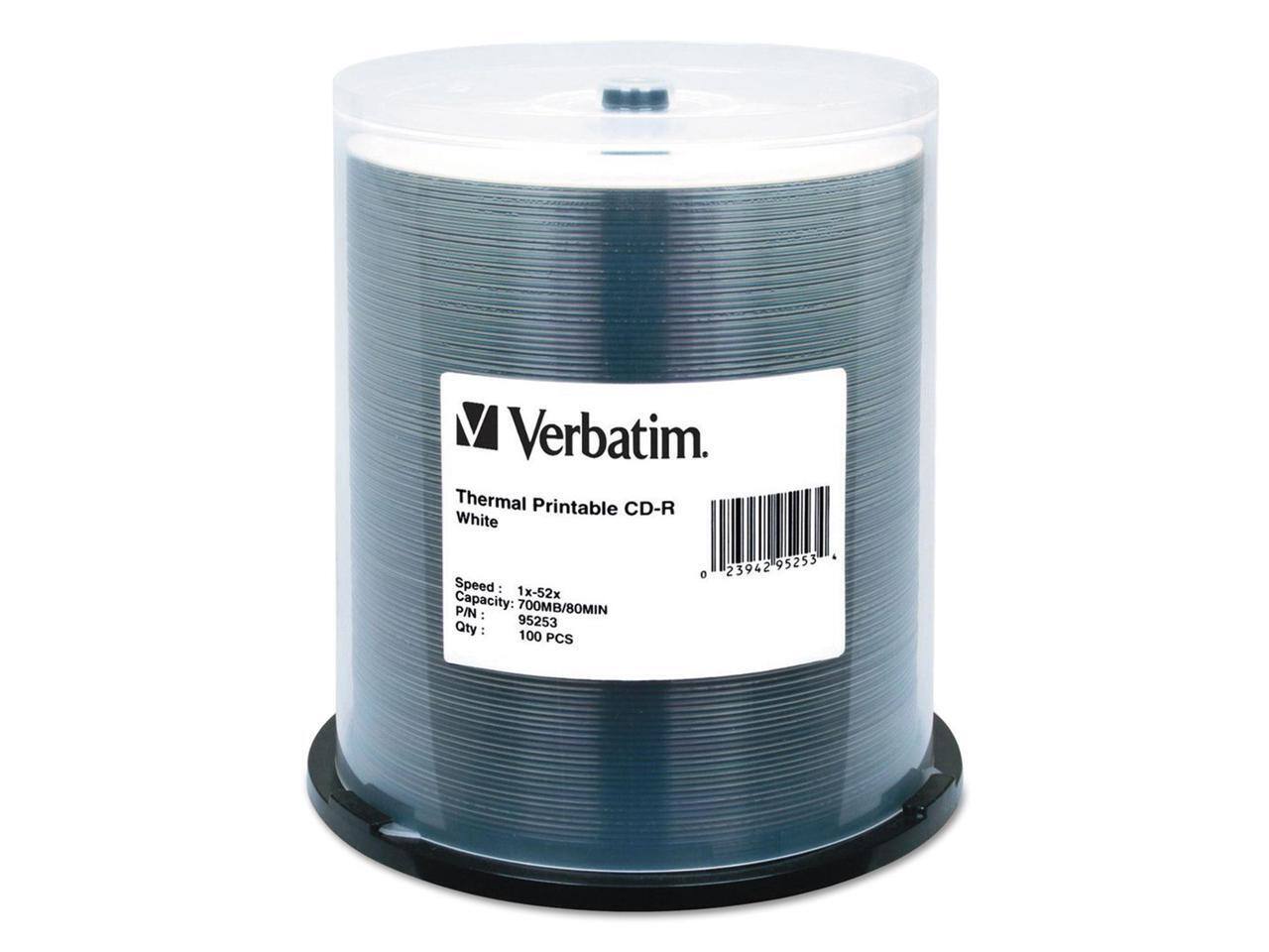 Verbatim - Cd-R Discs, Printable, 700mb/80min, 52x, Spindle, 100/pack - White