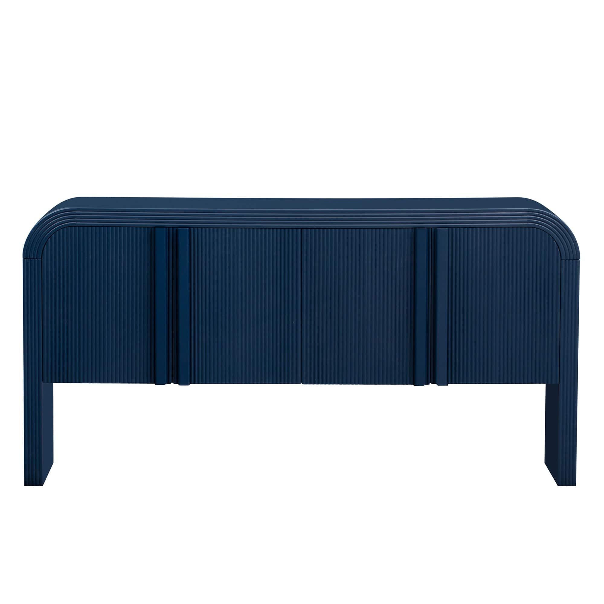 Boyel Living - Elegant 63-Inch Curved Console Table Versatile Entryway Sofa Table with Storage - Blue