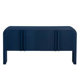 Boyel Living - Elegant 63-Inch Curved Console Table Versatile Entryway Sofa Table with Storage - Blue