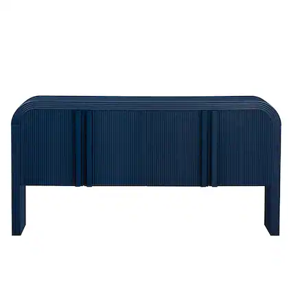 Front. Boyel Living - Elegant 63-Inch Curved Console Table Versatile Entryway Sofa Table with Storage - Blue.