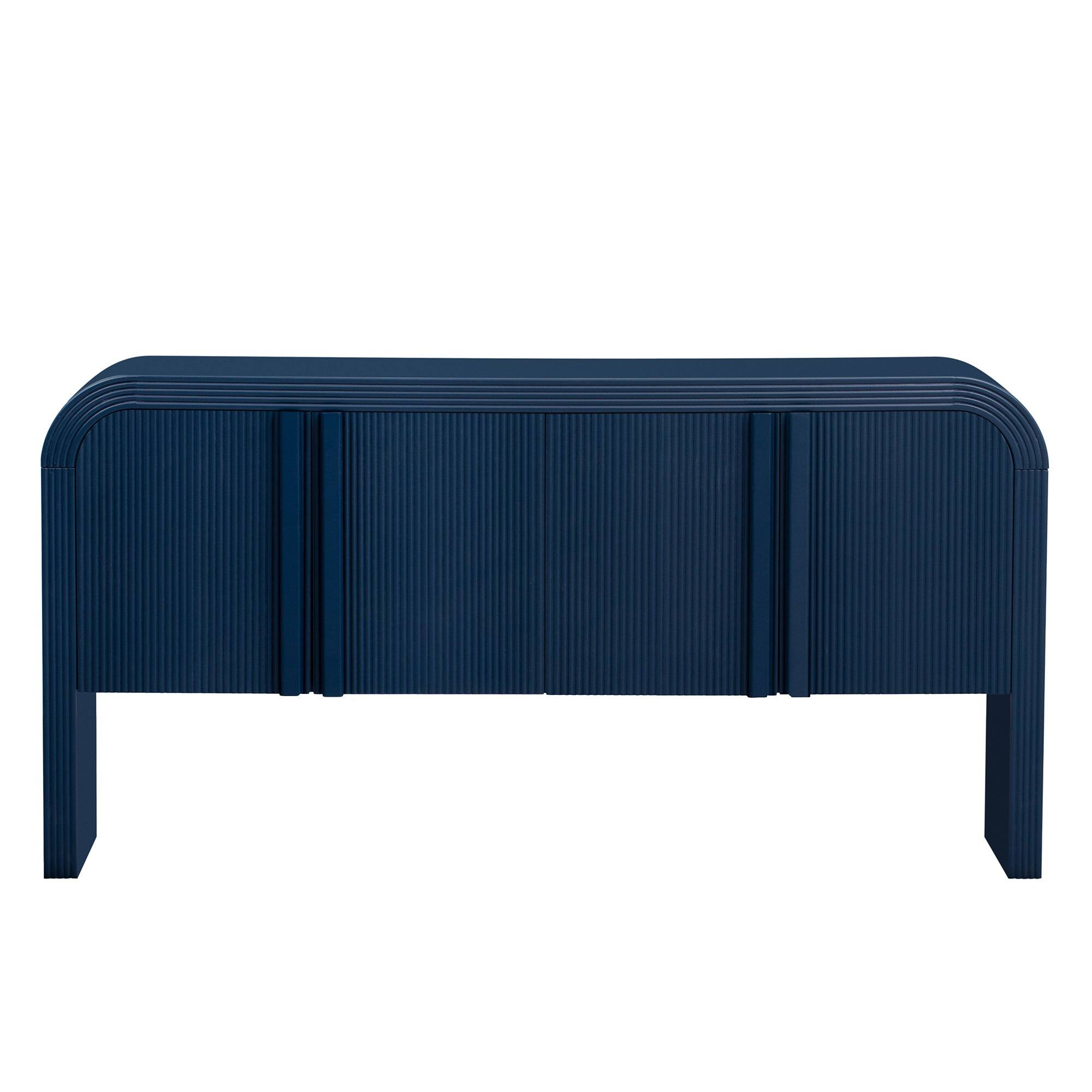 Front. Boyel Living - Elegant 63-Inch Curved Console Table Versatile Entryway Sofa Table with Storage - Blue.
