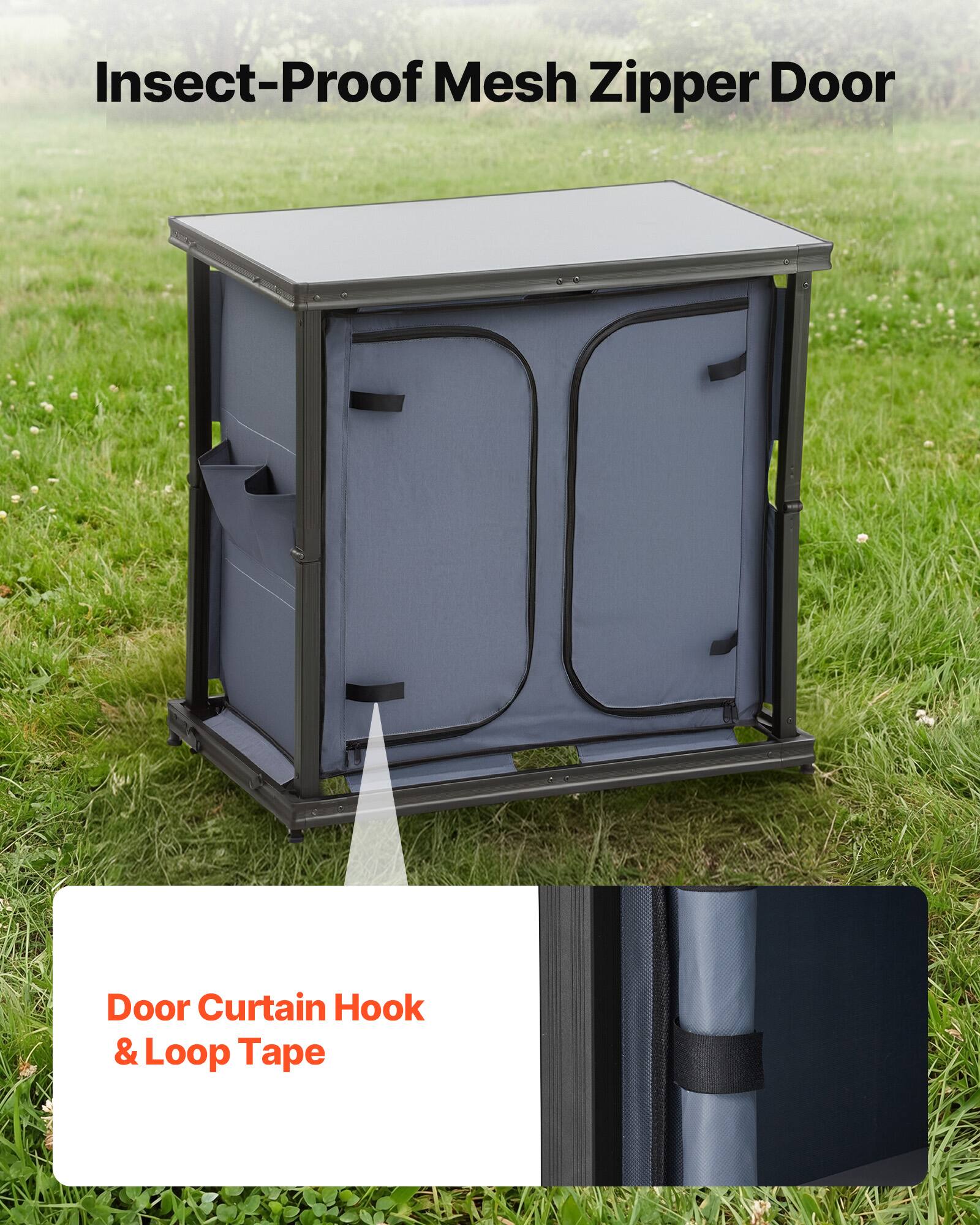Insect-Proof Mesh Zipper Door  
Door Curtain Hook & Loop Tape