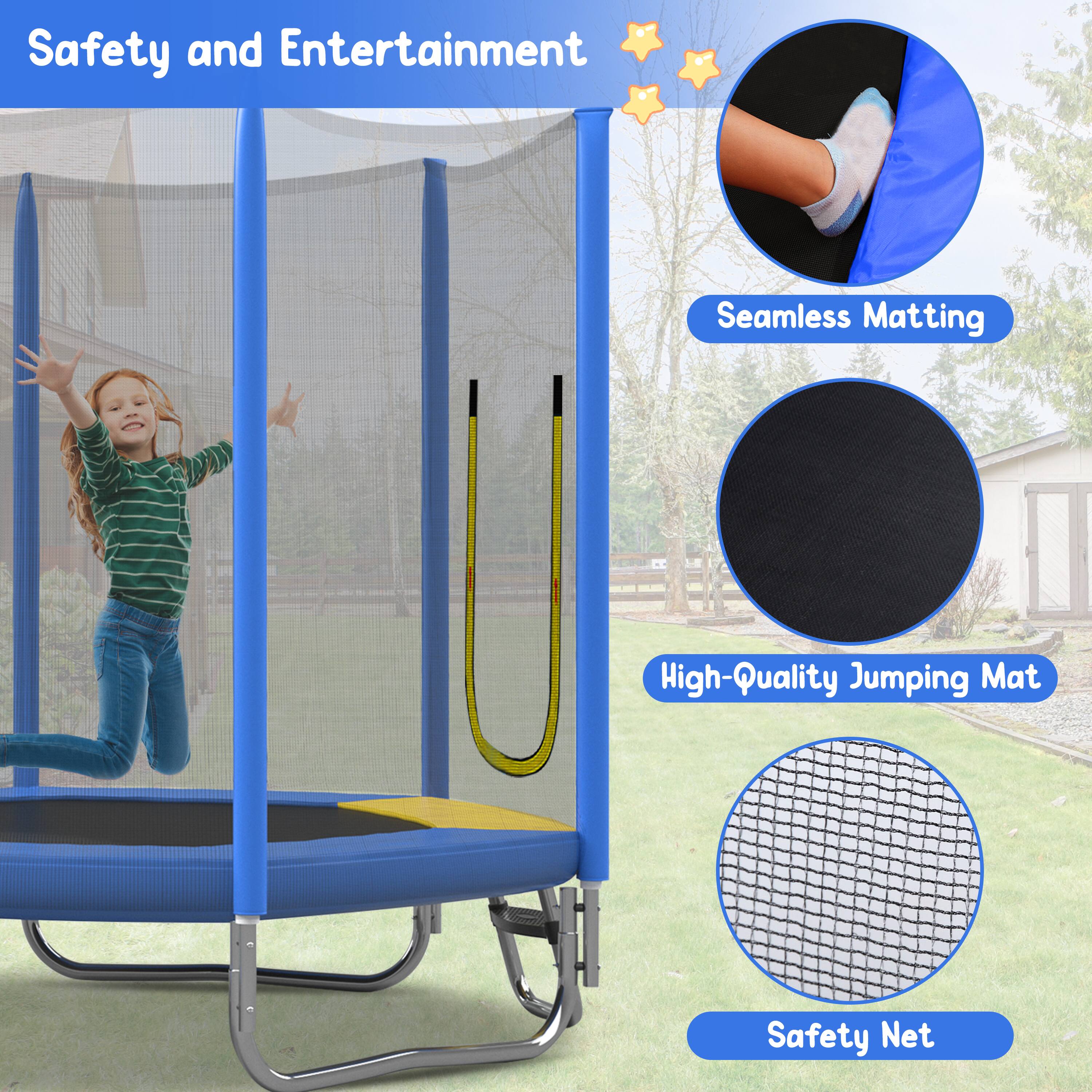 Safety and Entertainment

- Seamless Matting
- High-Quality Jumping Mat
- Safety Net