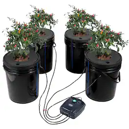 VEVOR - DWC Hydroponic System, 5 Gallon 4 Buckets, Deep Water Culture Growing Bucket, Hydroponics Grow Kit with Pump - Black