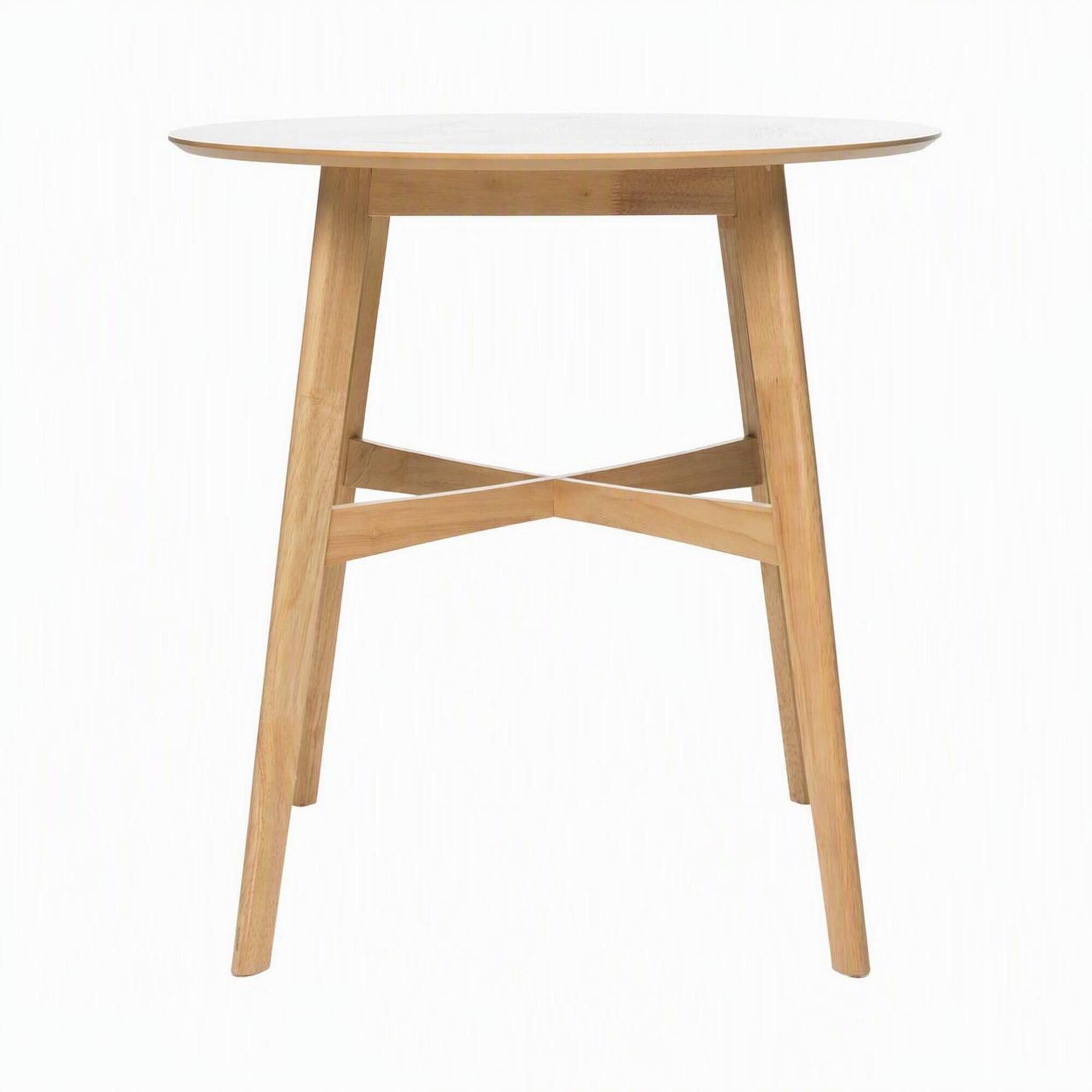 Front. RYHNUYNE - 35.4" High Natural Round Wooden Bar Table, Counter Height Dining Table for Kitchen, Dining Room & Home Bar - Natural.