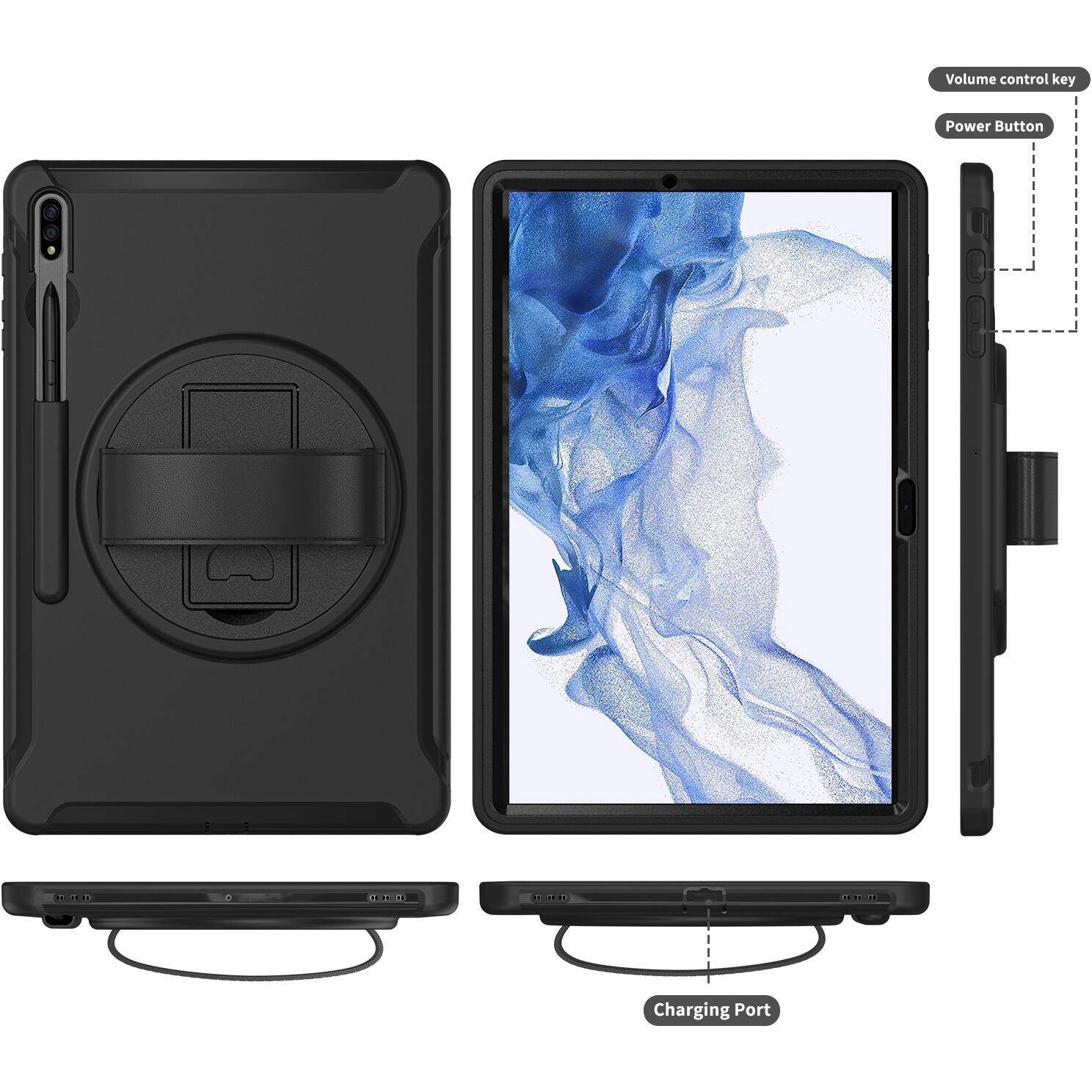 Alt View 14. SaharaCase - PROTECTION Hand Strap Series Case for Samsung Galaxy Tab S8+ - Black.