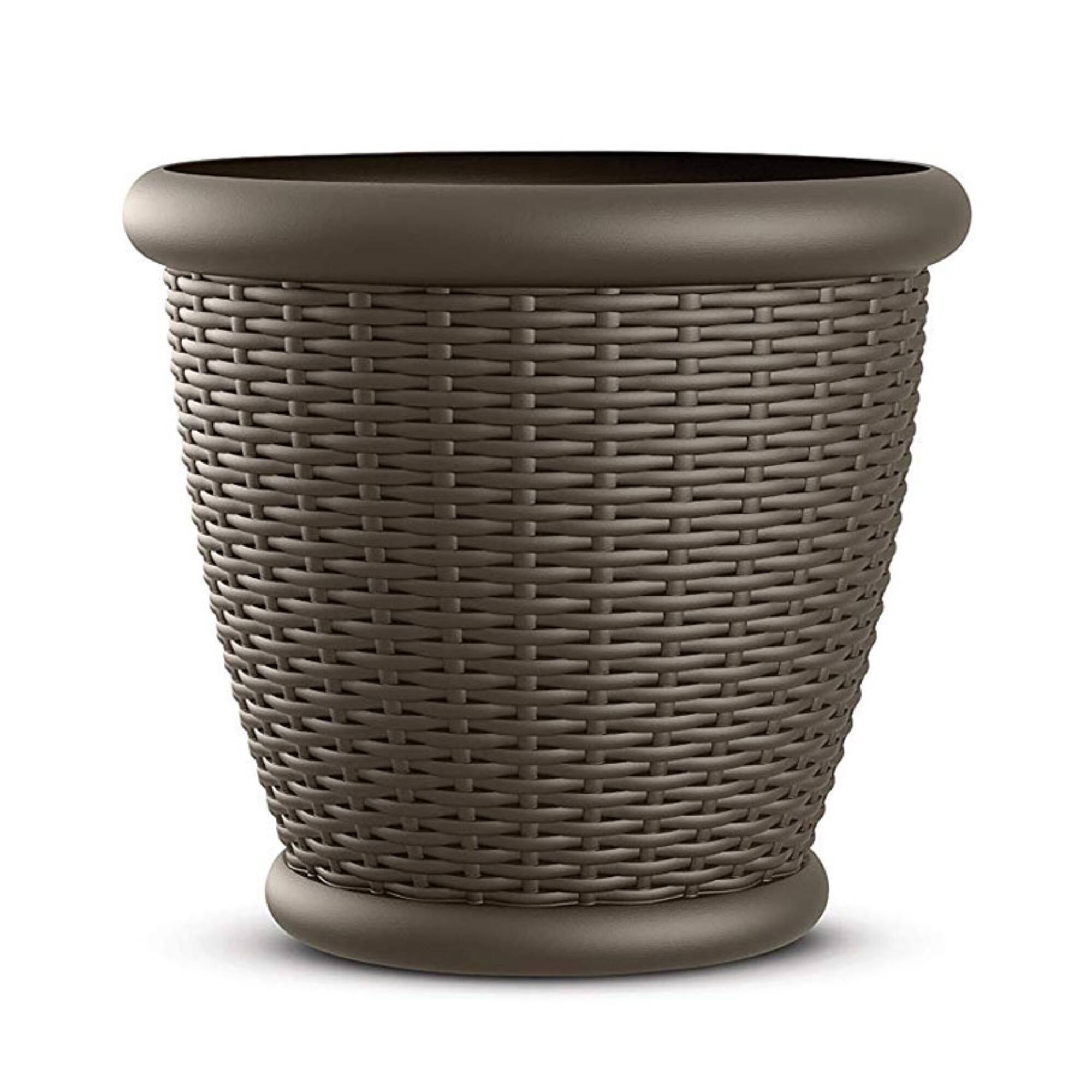 Alt View 4. Suncast - Suncast Willow 18" Diameter Decorative Wicker Patio Planter Pot, Java (4 Pack) - Brown.