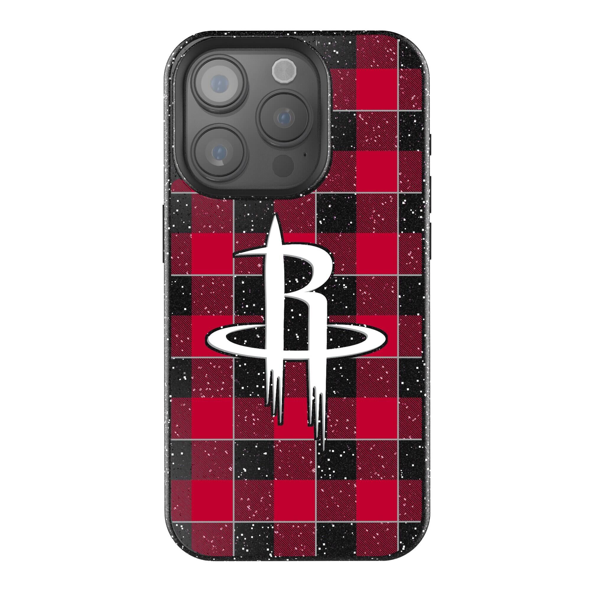 Front. Keyscaper - Houston Rockets Plaid Bling iPhone Case - 14 Pro - Black.