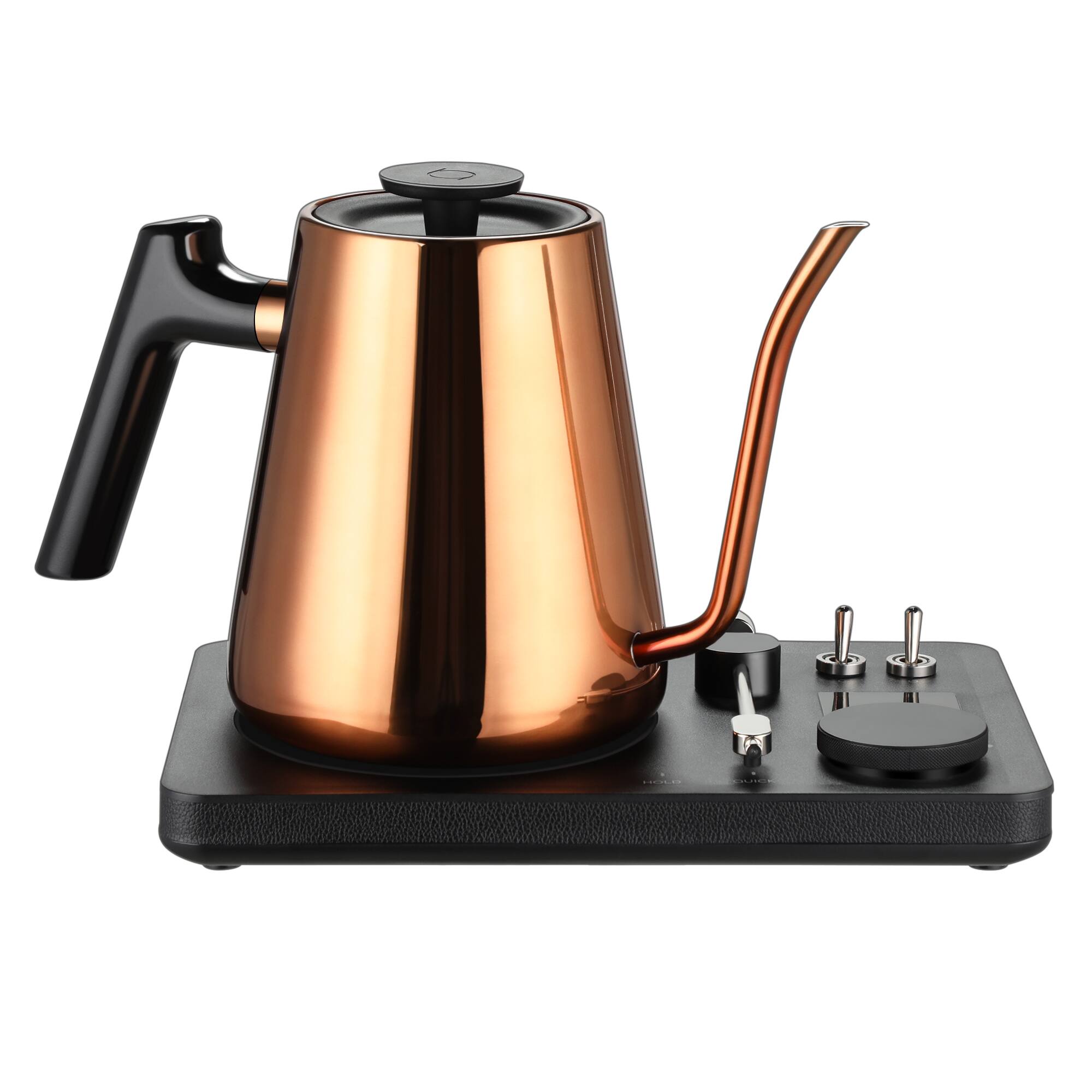 Left. Lafeeca - Lafeeca DJ Electric Gooseneck Kettle - Pour Over Coffee & Tea - Turntable Design - Fast Water Boiler - Copper - Copper.