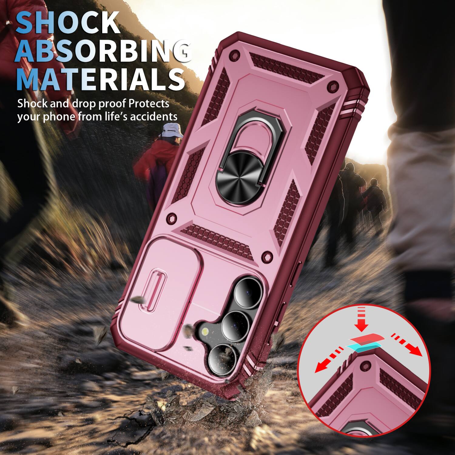 SHOCK ABSORBING MATERIALS  
Shock and drop proof  
Protects your phone from life's accidents