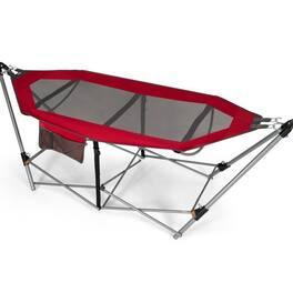 Hivvago - Portable Camping Foldable Hammock with Stand and Carry Case - Red