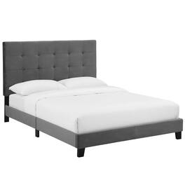 Modway - Melanie Tufted Button Upholstered Performance Velvet Queen Platform Bed - Gray